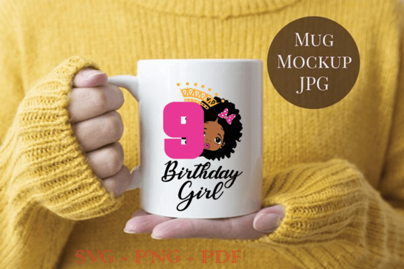 9 Birthday Black Girl SVG