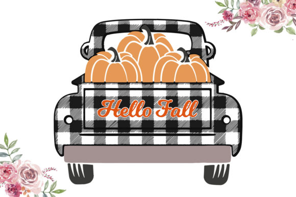 Black White Plaid Pickup Truck SVG