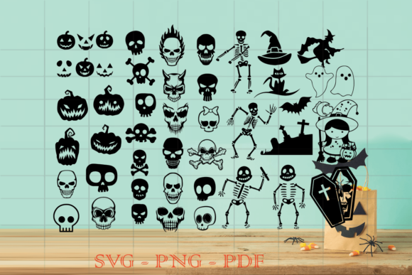 Skull and Bones Halloween Bundle Svg